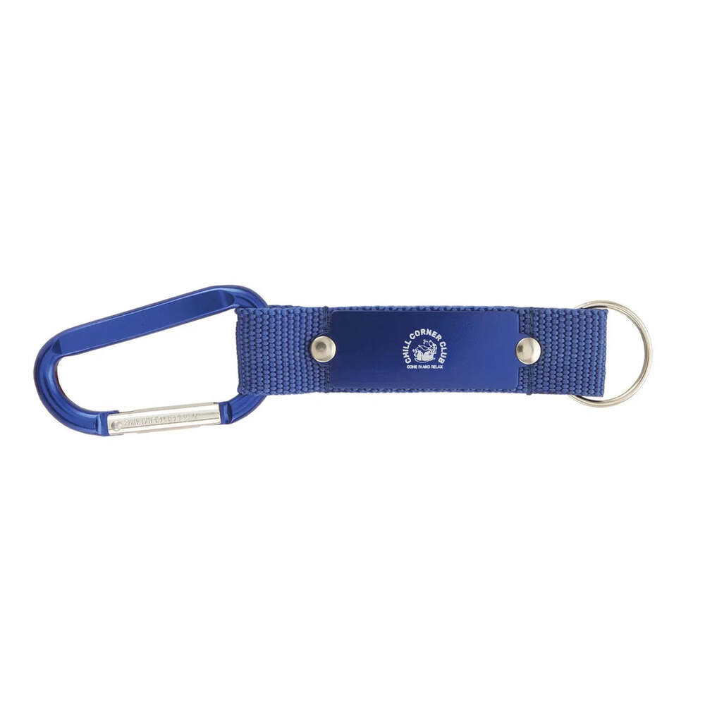 Chill Corner Club Blue Carabiner Keychain Nylon Webbing Strap Clip Key Ring